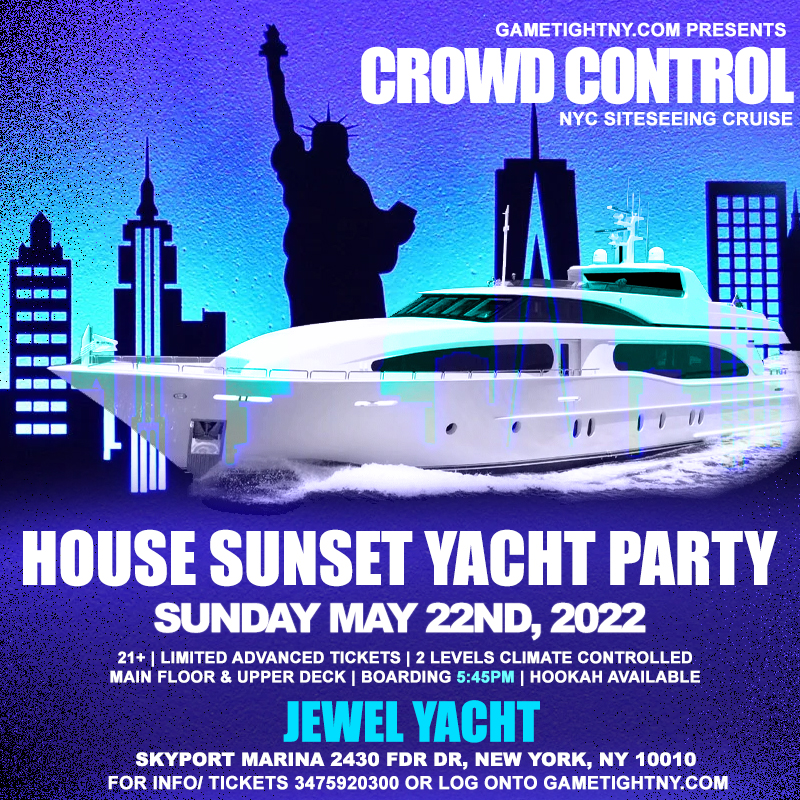 Crowd Control House Sunday Sunset Jewel Yacht Party Cruise at Skyport Marina 2022