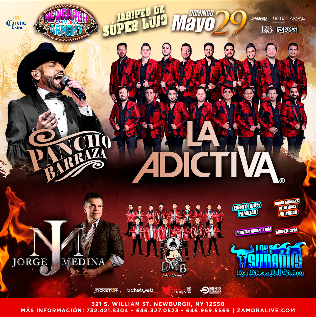 Buy tickets for La Adictiva • Pancho Barraza • Jorge Medina en Newburgh Armory - Jaripeo Baile La Adictiva • Pancho Barraza • Jorge Medina en Newburgh Armory - Jaripeo Baile