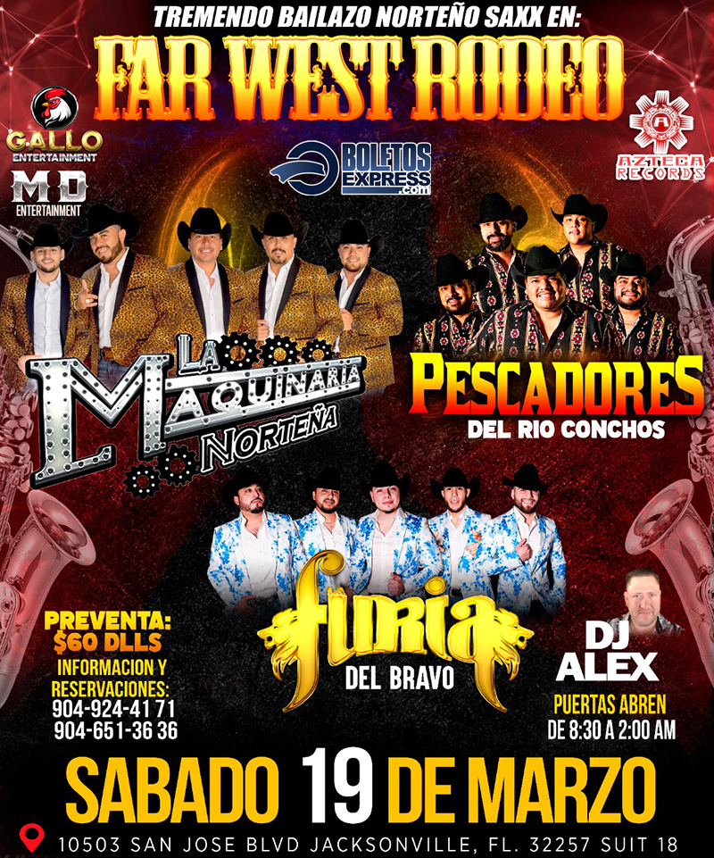 Buy tickets for LA MAQUINARIA NORTEÑA | PESCADORES DEL RIO CONCHOS | FURIA DEL BRAVO LA MAQUINARIA NORTEÑA | PESCADORES DEL RIO CONCHOS | FURIA DEL BRAVO