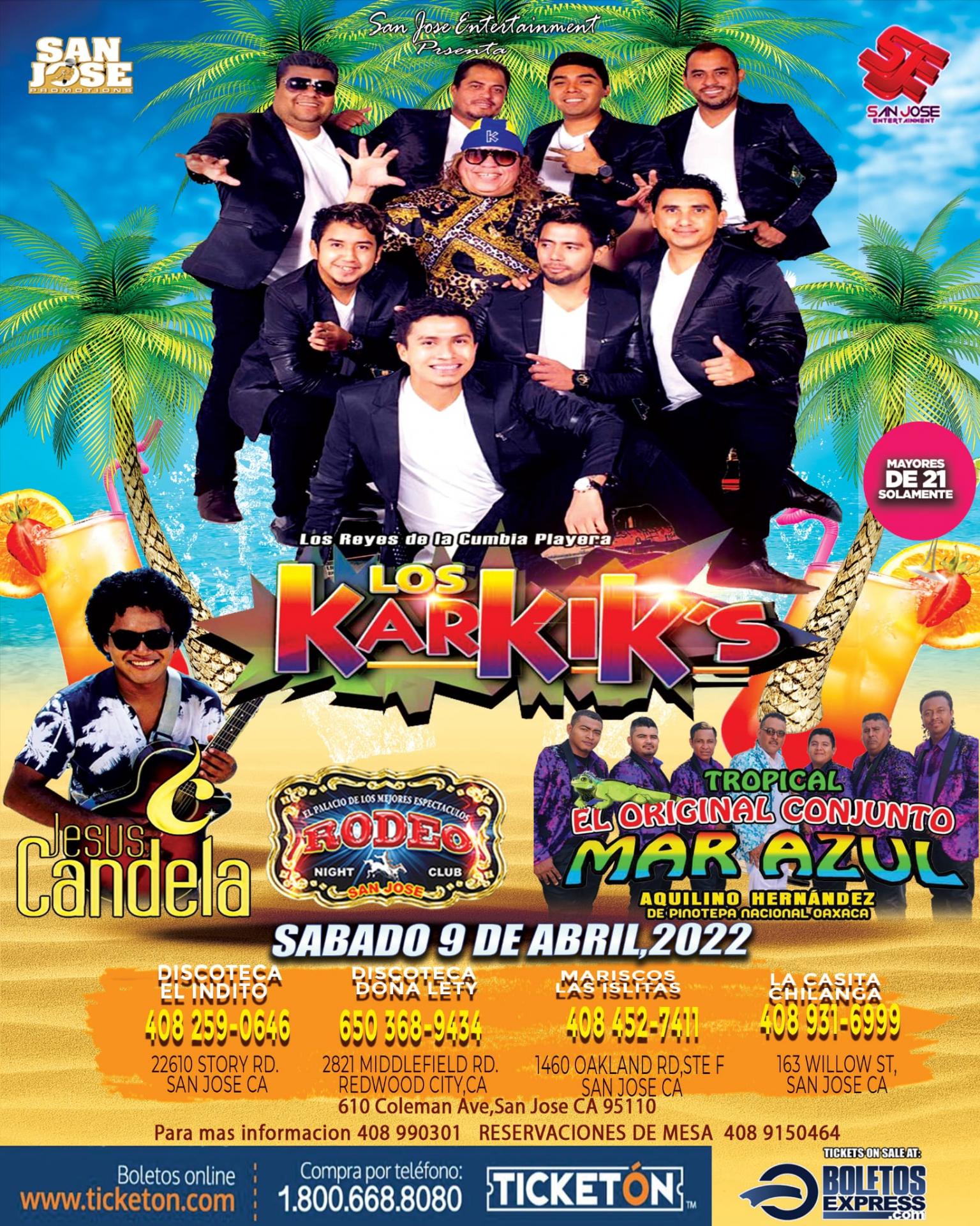 Buy tickets for LOS KARKIK'S & TROPICAL MAR AZUL | San Jose, CA LOS KARKIK'S & TROPICAL MAR AZUL | San Jose, CA