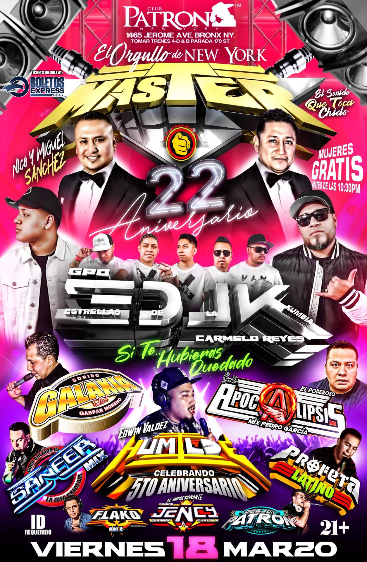 Buy tickets for 22 ANIVERSARIO SONIDO MASTER 22 ANIVERSARIO SONIDO MASTER