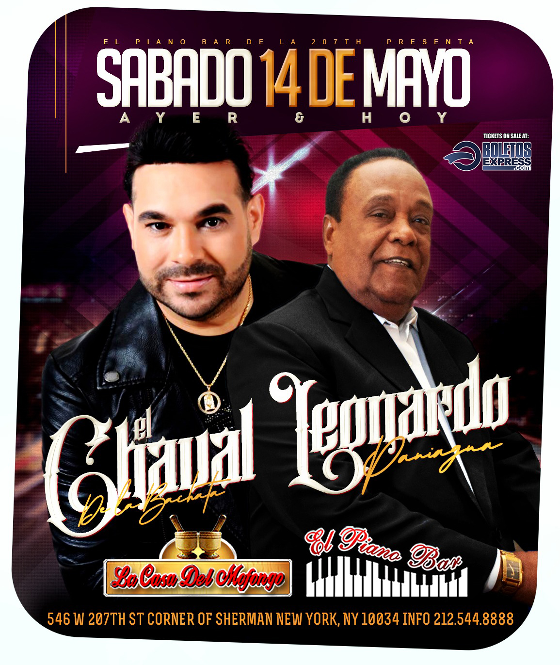 EL CHAVAL DE LA BACHATA & LEONARDO PANIAGUA Tickets BoletosExpress