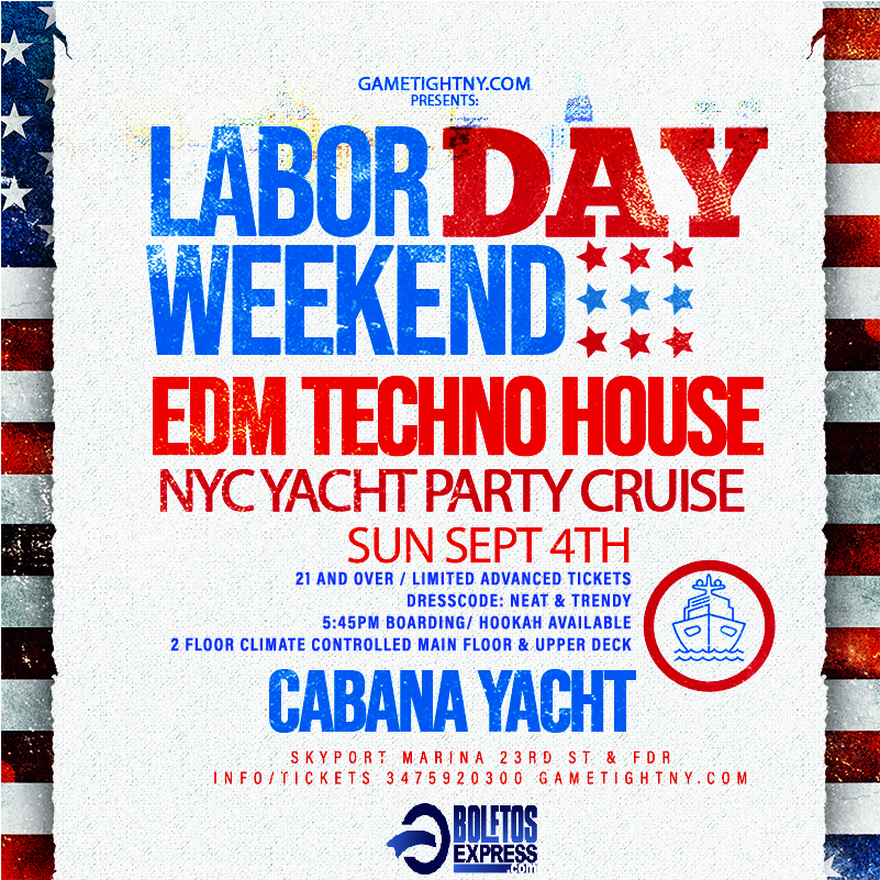 Sunset Sunday LDW Edm Techno House NYC Crowd Control Cabana Yacht Party Cruise