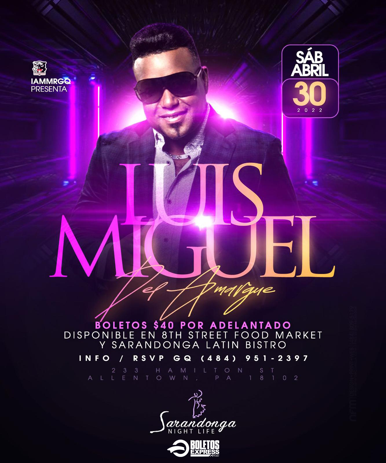 LUIS MIGUEL DEL AMARGUE Tickets BoletosExpress