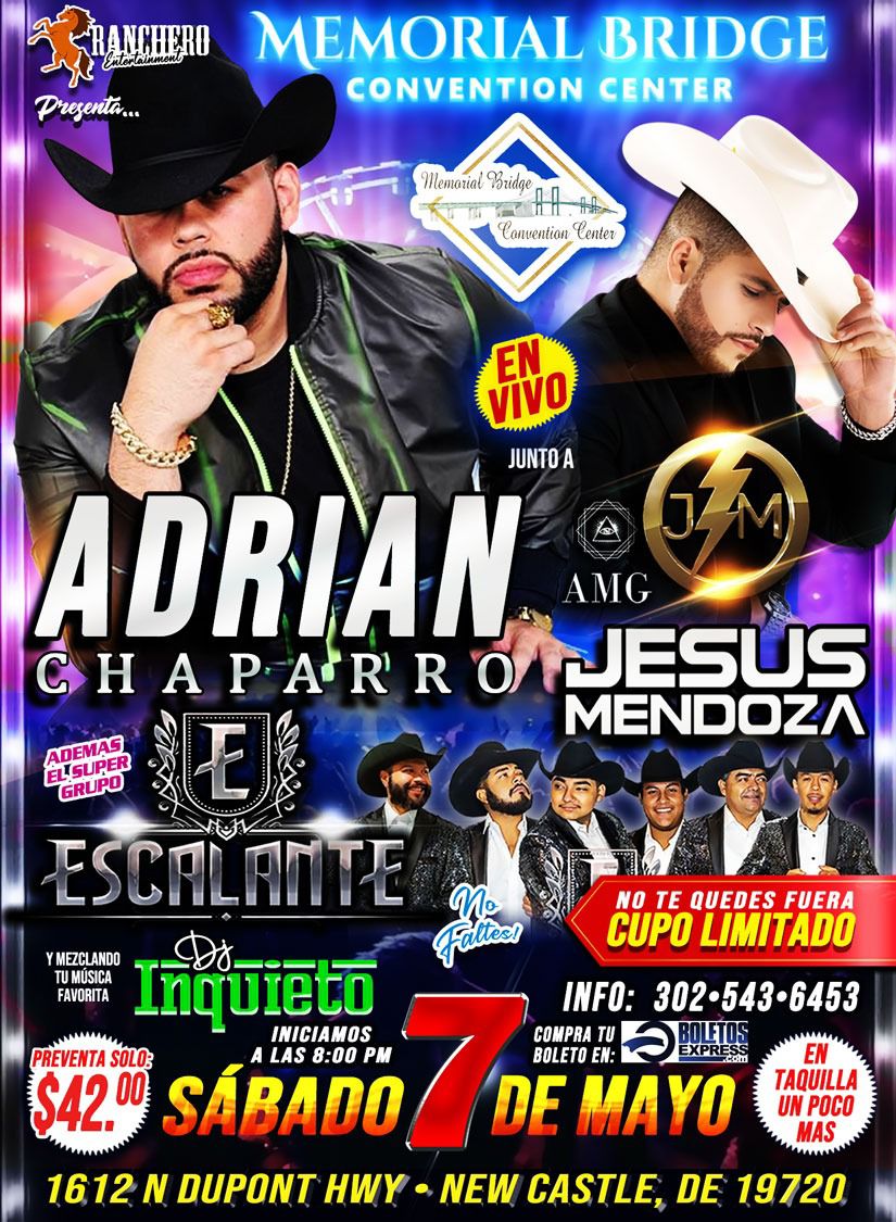 Buy tickets for Adrian Chaparro, Jesus Mendoza Y Grupo Escalante Adrian Chaparro, Jesus Mendoza Y Grupo Escalante