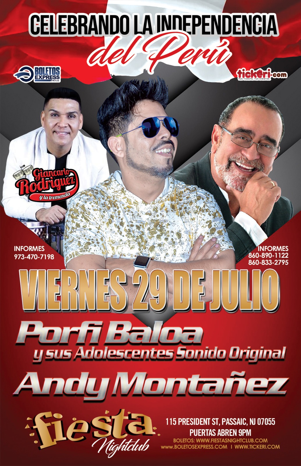 ANDY MONTAÑEZ, PORFI BALOA Y SUS ADOLESCENTES SONIDO ORIGINAL, GIANCARLO RODRIGUEZ  Y LA TREMENDA