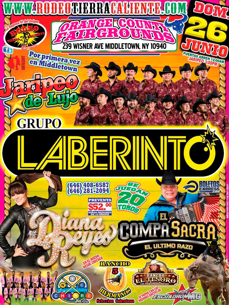Buy tickets for JARIPEO CON GRUPO LABERINTO / DIANA REYES / EL COMPA SACRA JARIPEO CON GRUPO LABERINTO / DIANA REYES / EL COMPA SACRA