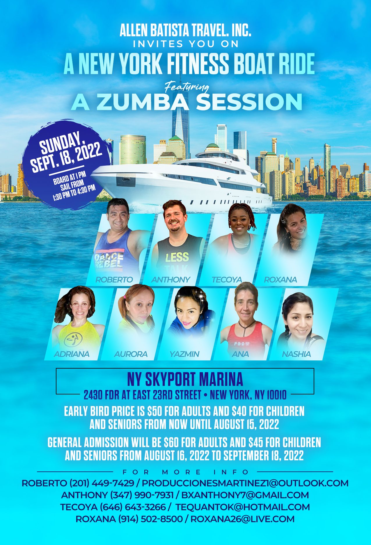 NY Fitness Boat Ride Featuring Zumba Session