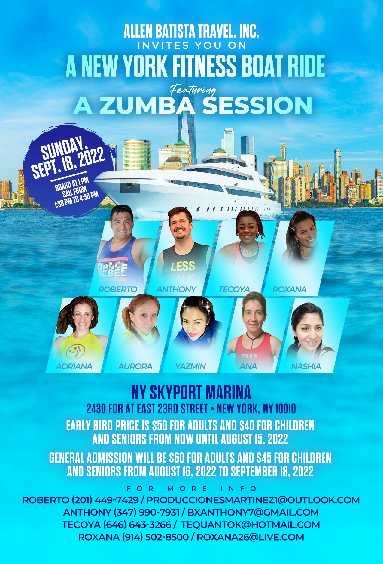 Buy tickets for NY Fitness Boat Ride Featuring Zumba Session NY Fitness Boat Ride Featuring Zumba Session