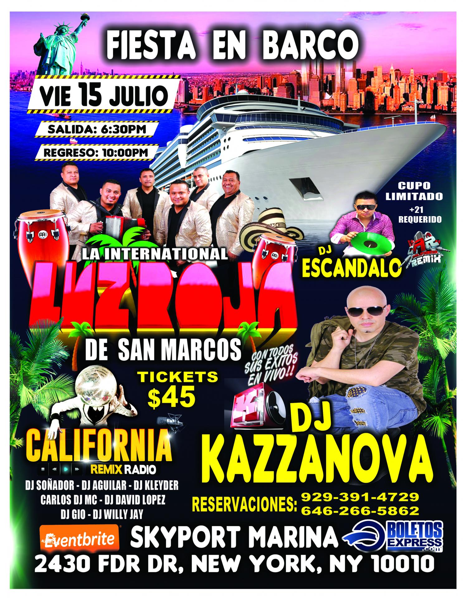 Fiesta En Barco Con Luz Roja De San Marcos + Dj Kazzanova + Radio Dj's