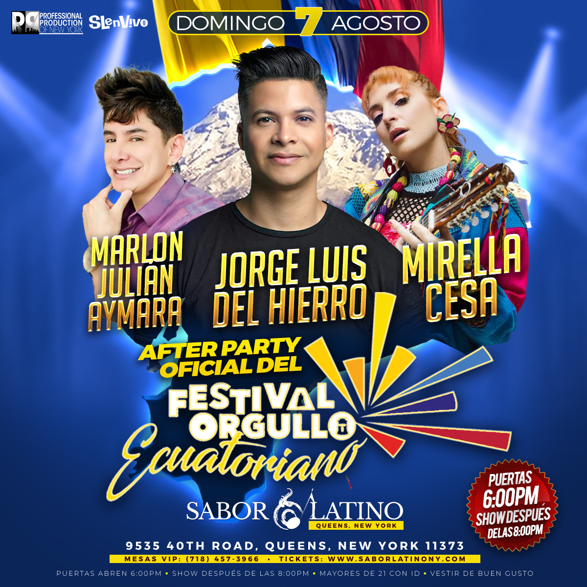 Buy tickets for JORGE LUIS DEL HIERRO , MIRELLA CESA & MARLON JULIAN AYMARA ! NEW YORK JORGE LUIS DEL HIERRO , MIRELLA CESA & MARLON JULIAN AYMARA ! NEW YORK