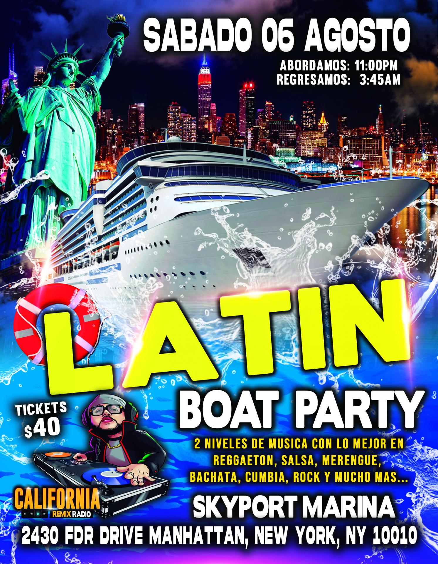 Buy tickets for LATIN BOAT PARTY + RADIO DJ'S LATIN BOAT PARTY + RADIO DJ'S