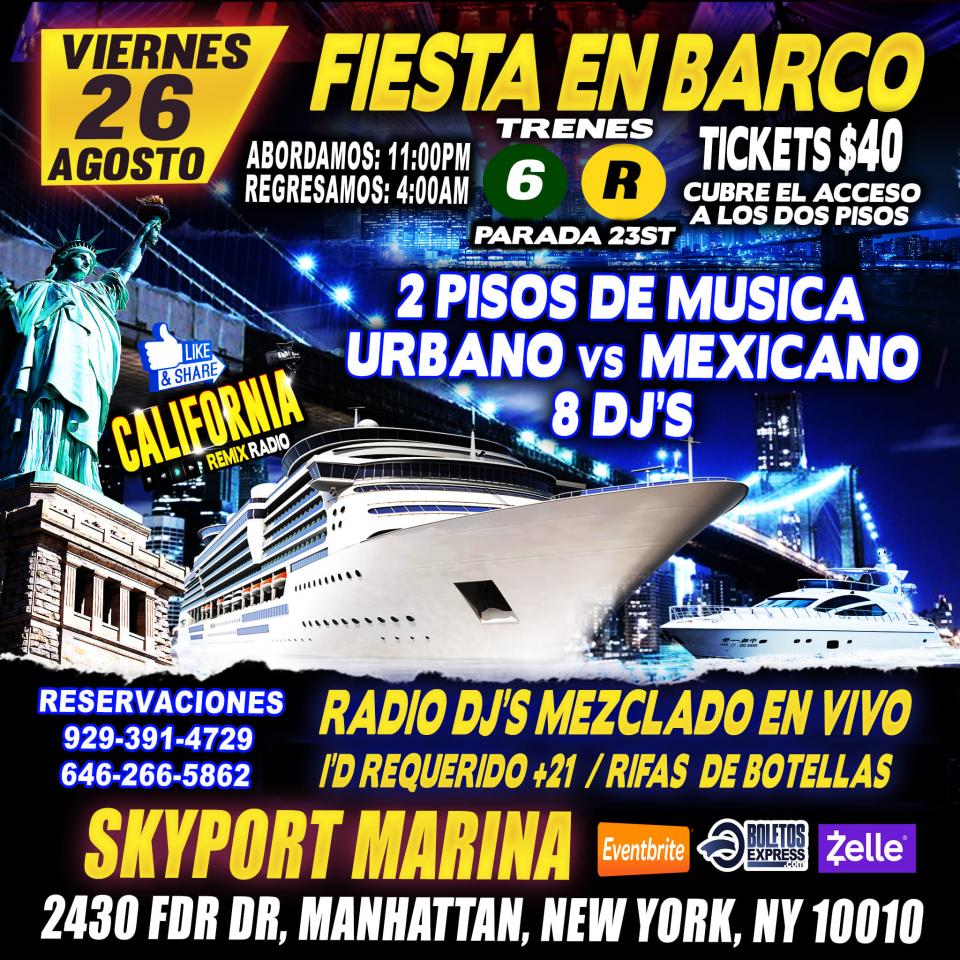Buy tickets for Fiesta En Barco - Manhattan Ny - Radio Dj's - Rifa De Botellas Fiesta En Barco - Manhattan Ny - Radio Dj's - Rifa De Botellas