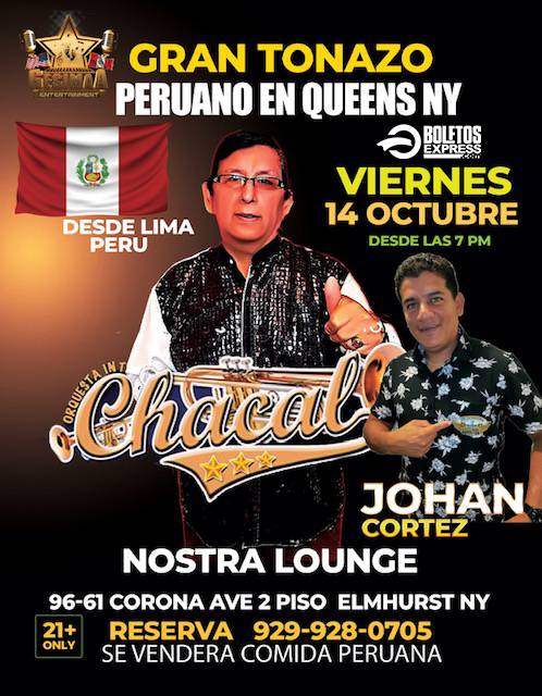 Buy tickets for ORQUESTA CHACAL Y SUS ESTRELLAS- GRAN TONAZO PERUANO EN QUEENS NY ORQUESTA CHACAL Y SUS ESTRELLAS- GRAN TONAZO PERUANO EN QUEENS NY