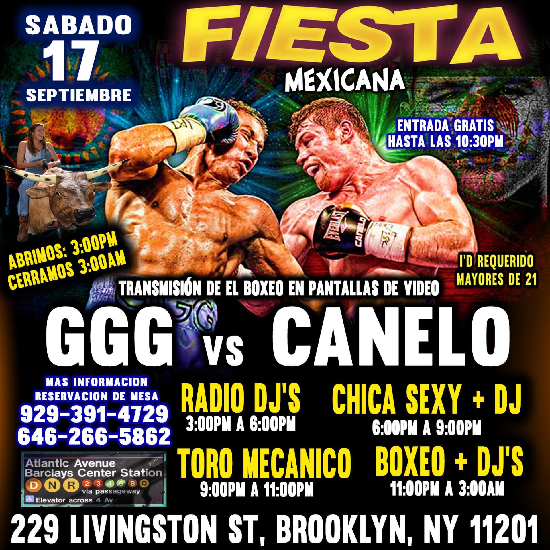 Buy tickets for Fiesta Mexicana - Boxeo - Chica Sexy - Toro Mecanico - Radio Djs Fiesta Mexicana - Boxeo - Chica Sexy - Toro Mecanico - Radio Djs