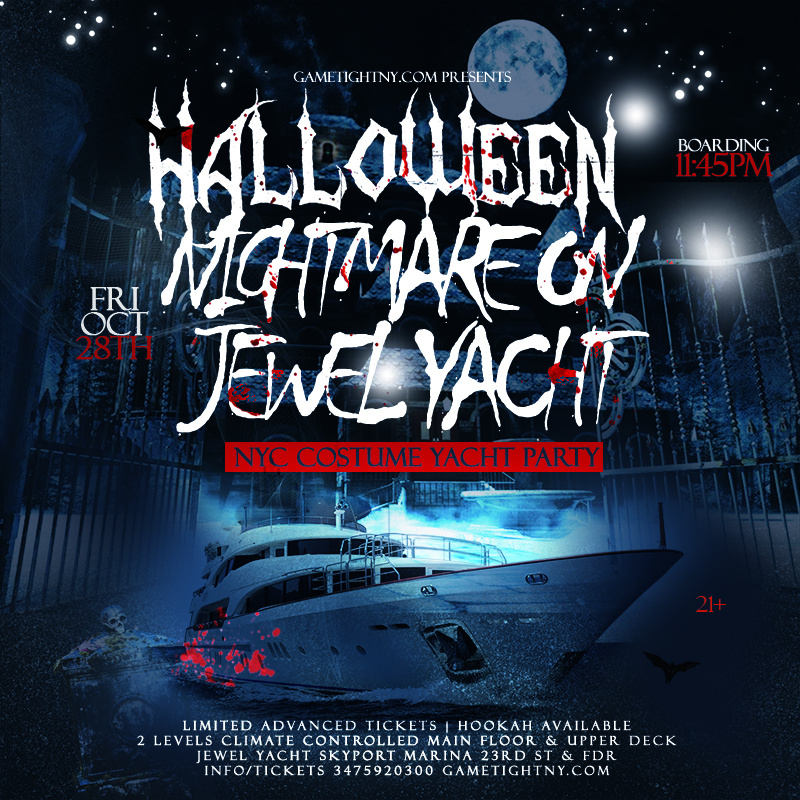 Buy tickets for NYC Halloween Nightmare on Jewel Yacht Skyport Marina Costume Party 2022 NYC Halloween Nightmare on Jewel Yacht Skyport Marina Costume Party 2022