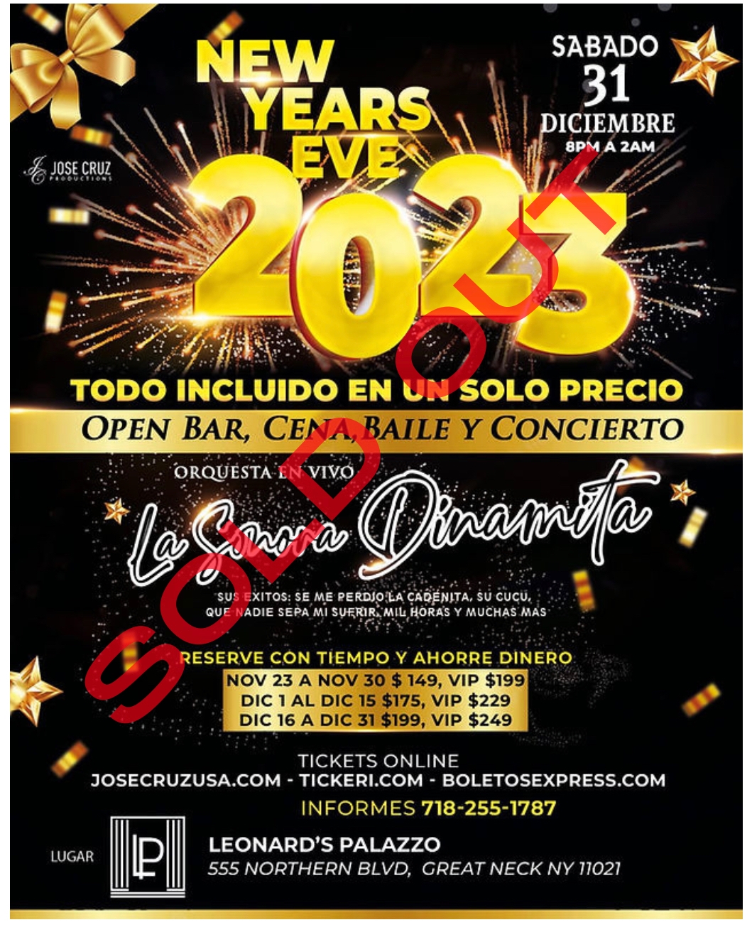 SOLD OUT- GRAN FIESTA DE FIN DE AÑO - NEW YEAR'S EVE  | TODO INCLUIDO - EVENTO FAMILIAR | 12.31.22