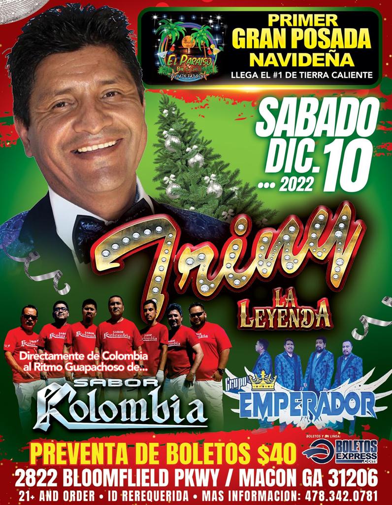 Buy tickets for TRINY LA LEYENDA | SABOR KOLOMBIA | GRUPO EMPERADOR TRINY LA LEYENDA | SABOR KOLOMBIA | GRUPO EMPERADOR