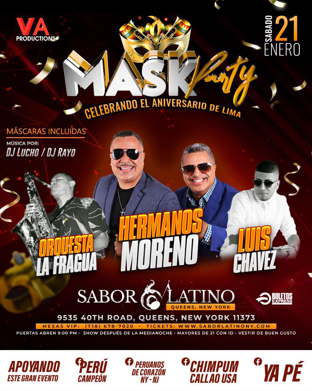 Buy tickets for HERMANOS MORENO | ORQUESTA LA FRAGUA | LUISITO CHAVEZ HERMANOS MORENO | ORQUESTA LA FRAGUA | LUISITO CHAVEZ