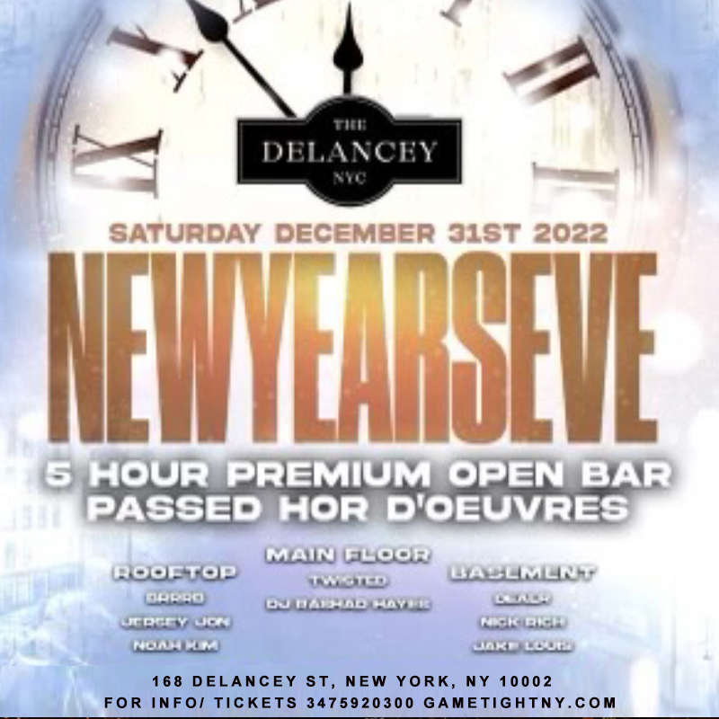 Buy tickets for The Delancey NYC New Year's Eve party 2023 The Delancey NYC New Year's Eve party 2023