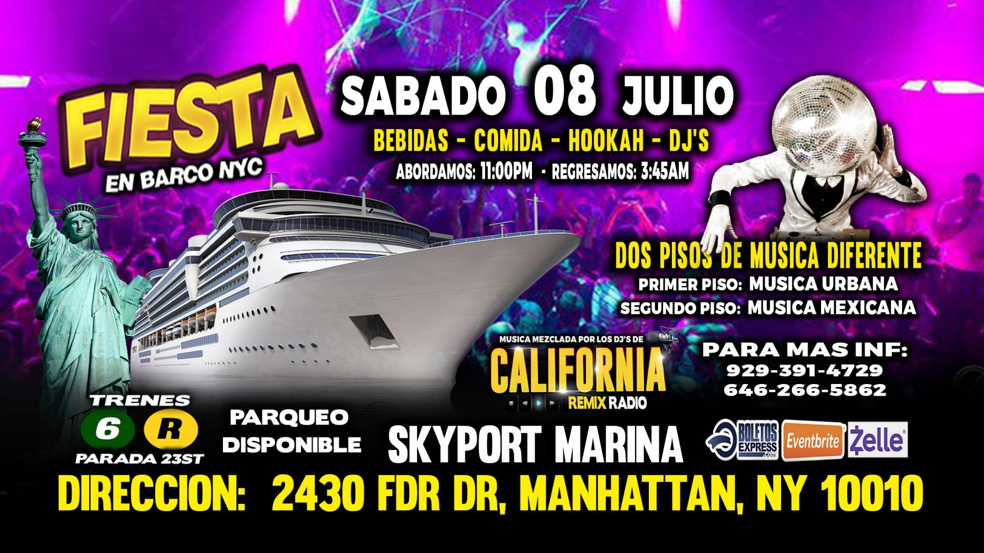 Buy tickets for FIESTA EN BARCO + RADIO DJS + MUSICA URBANA + MUSICA MEXICANA + 2 PISOS DE MUSICA VARIADA FIESTA EN BARCO + RADIO DJS + MUSICA URBANA + MUSICA MEXICANA + 2 PISOS DE MUSICA VARIADA