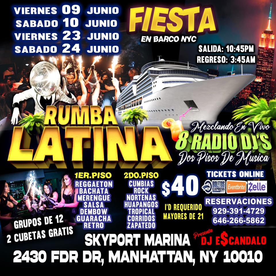 FIESTA EN BARCO +  RADIO DJS + MUSICA URBANA + MUSICA MEXICANA + 2 PISOS DE MUSICA VARIADA