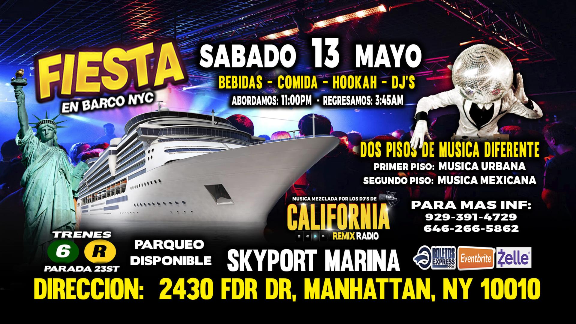 Buy tickets for FIESTA EN BARCO + RADIO DJS + MUSICA URBANA + MUSICA MEXICANA + 2 PISOS DE MUSICA VARIADA FIESTA EN BARCO + RADIO DJS + MUSICA URBANA + MUSICA MEXICANA + 2 PISOS DE MUSICA VARIADA