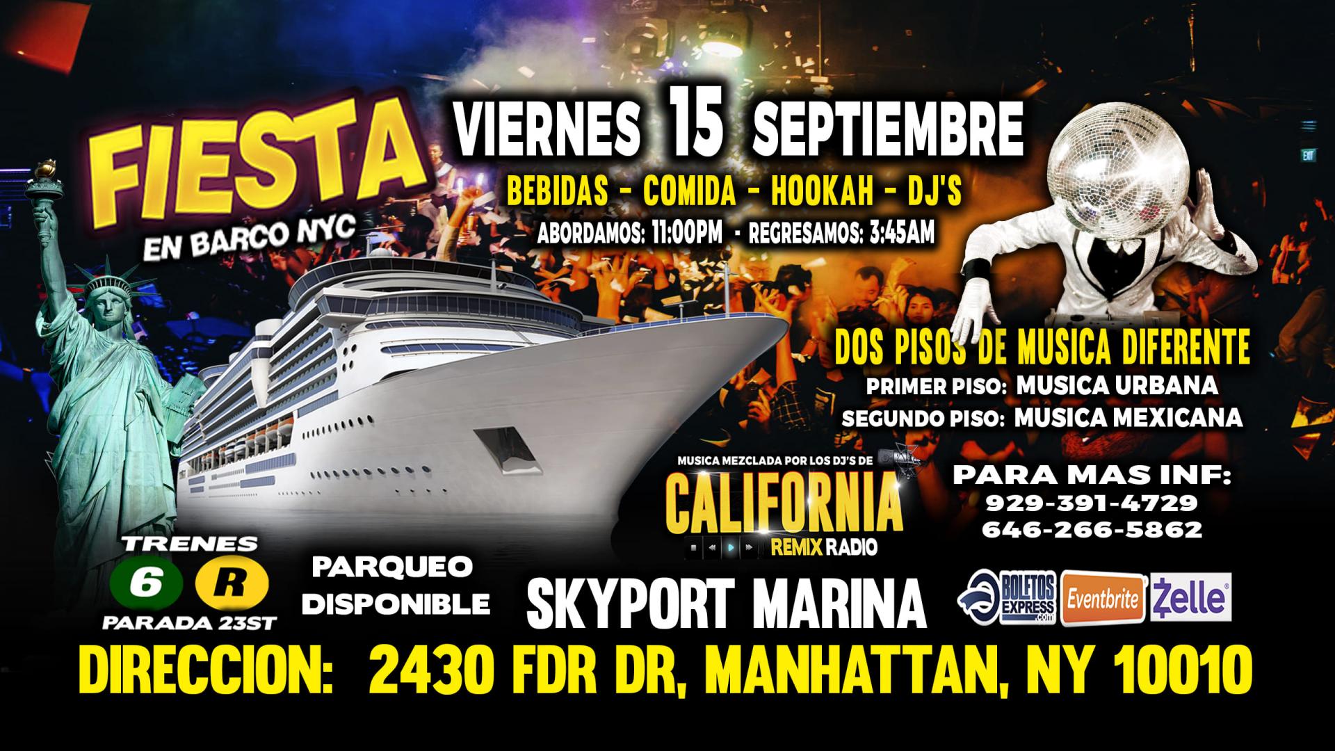 Buy tickets for FIESTA EN BARCO + RADIO DJS + MUSICA URBANA + MUSICA MEXICANA + 2 PISOS DE MUSICA VARIADA FIESTA EN BARCO + RADIO DJS + MUSICA URBANA + MUSICA MEXICANA + 2 PISOS DE MUSICA VARIADA