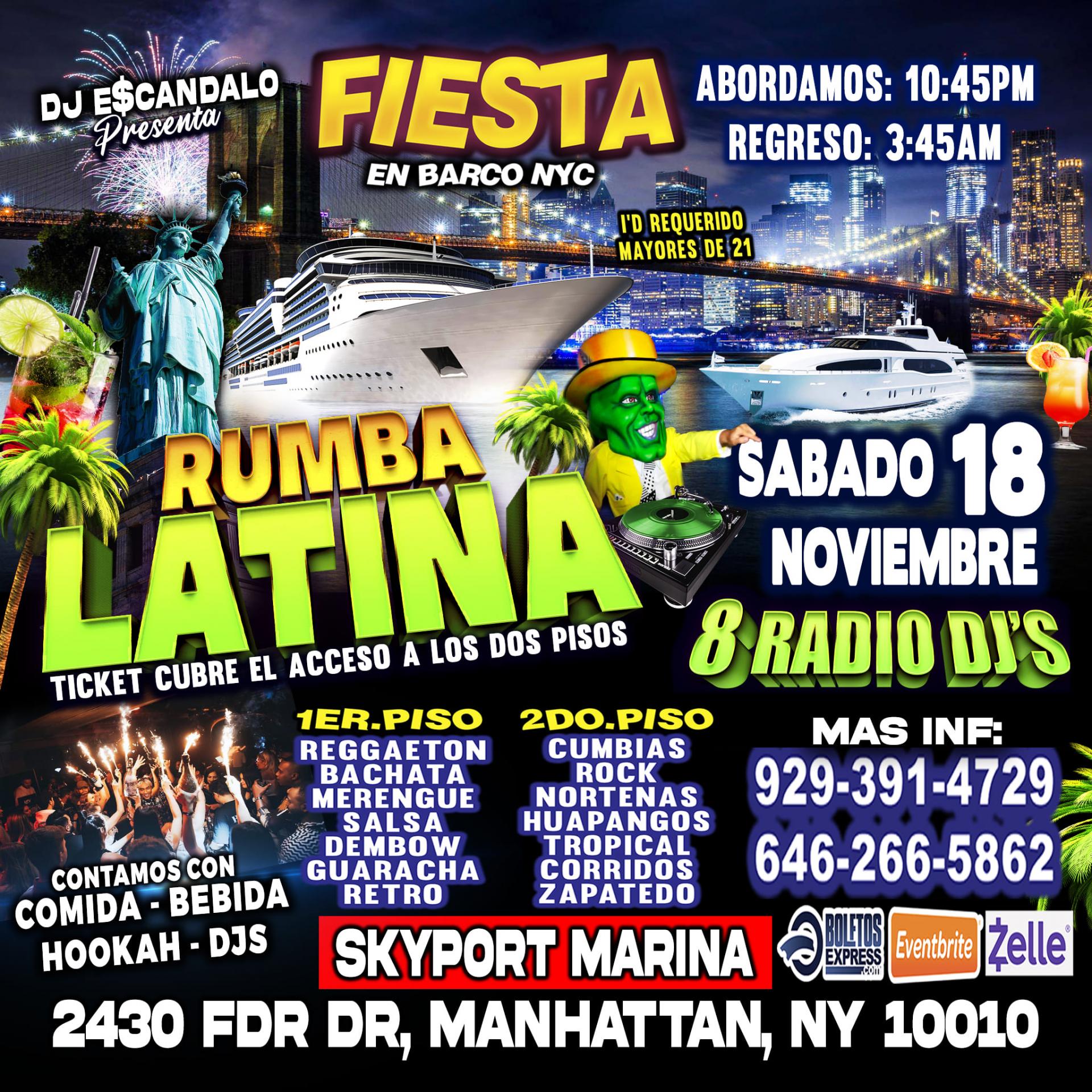 Sabado 18 Noviembre - Rumba Latina En Barco + Dj's