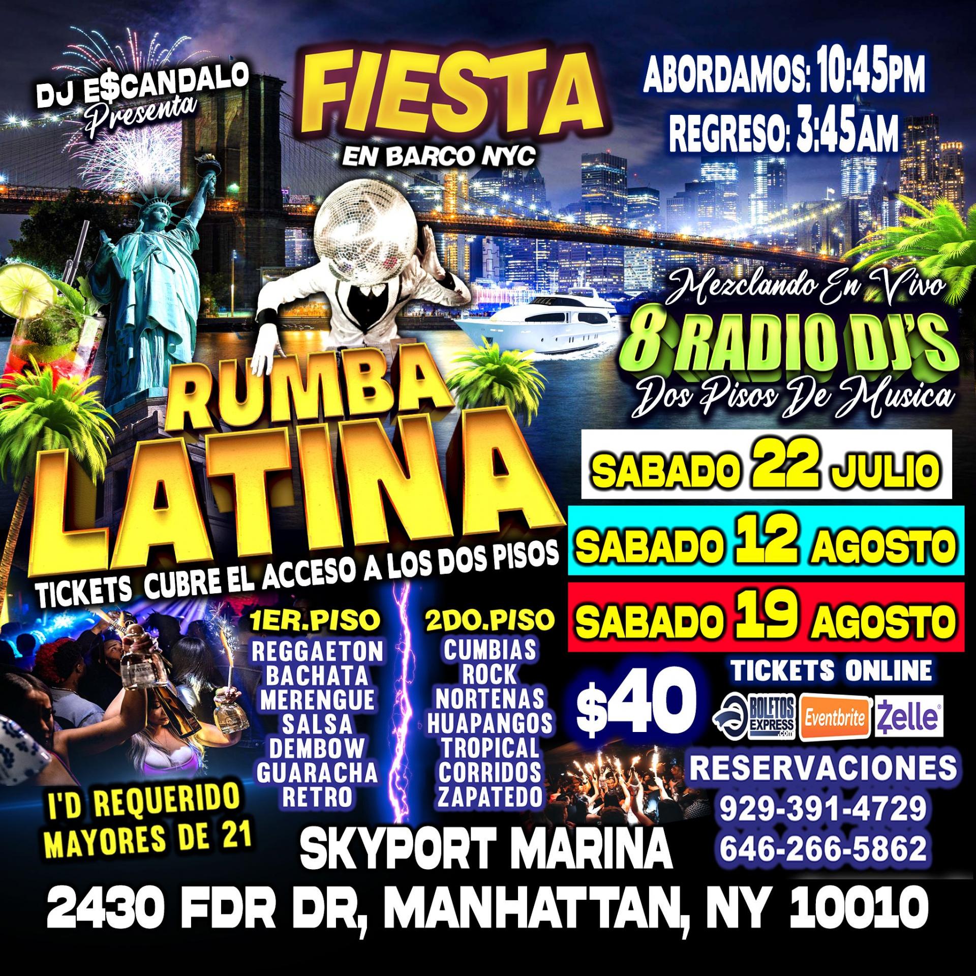 Buy tickets for FIESTA EN BARCO + RADIO DJS + MUSICA URBANA + MUSICA MEXICANA + 2 PISOS DE MUSICA VARIADA FIESTA EN BARCO + RADIO DJS + MUSICA URBANA + MUSICA MEXICANA + 2 PISOS DE MUSICA VARIADA