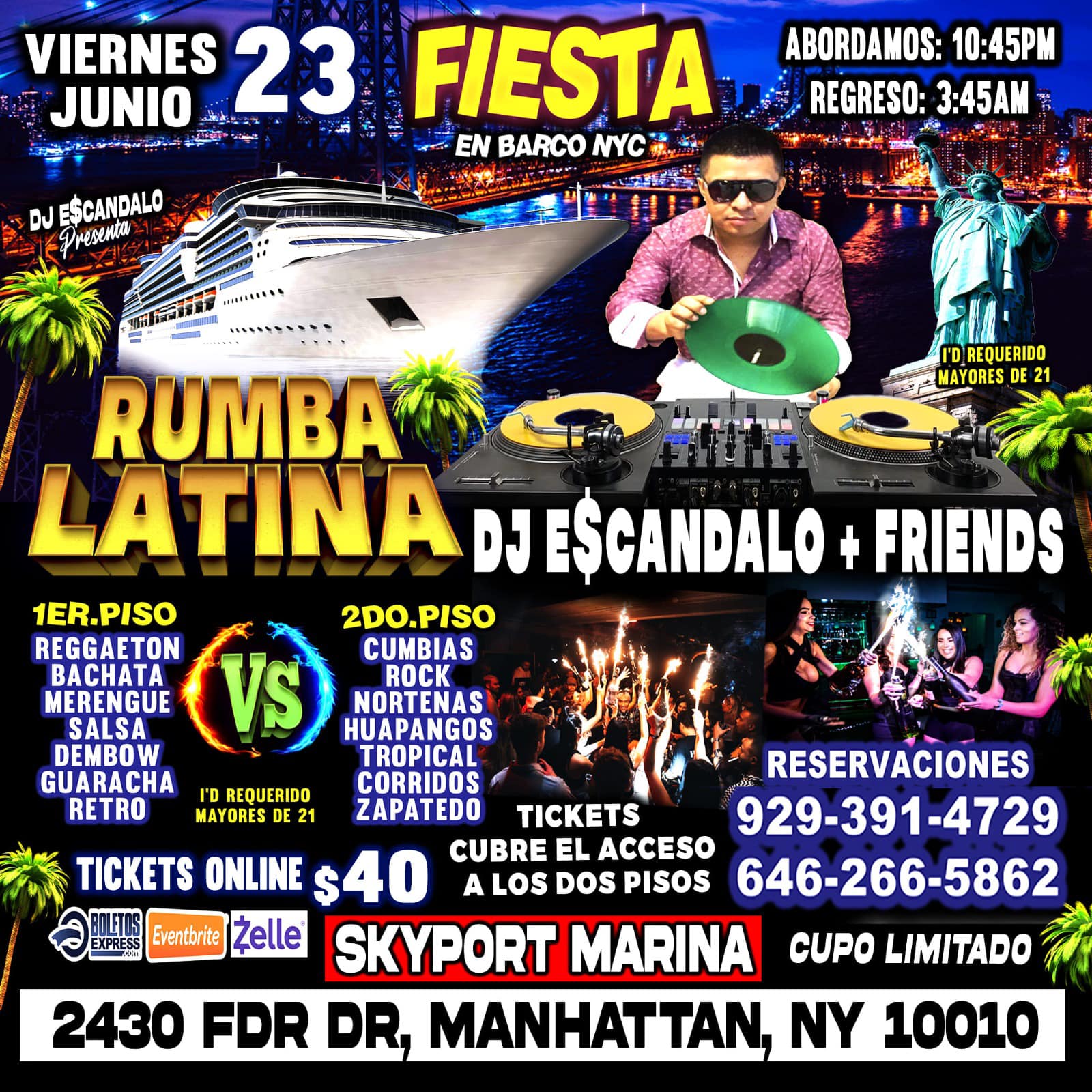 Buy tickets for FIESTA EN BARCO + RADIO DJS + MUSICA URBANA + MUSICA MEXICANA + 2 PISOS DE MUSICA VARIADA FIESTA EN BARCO + RADIO DJS + MUSICA URBANA + MUSICA MEXICANA + 2 PISOS DE MUSICA VARIADA