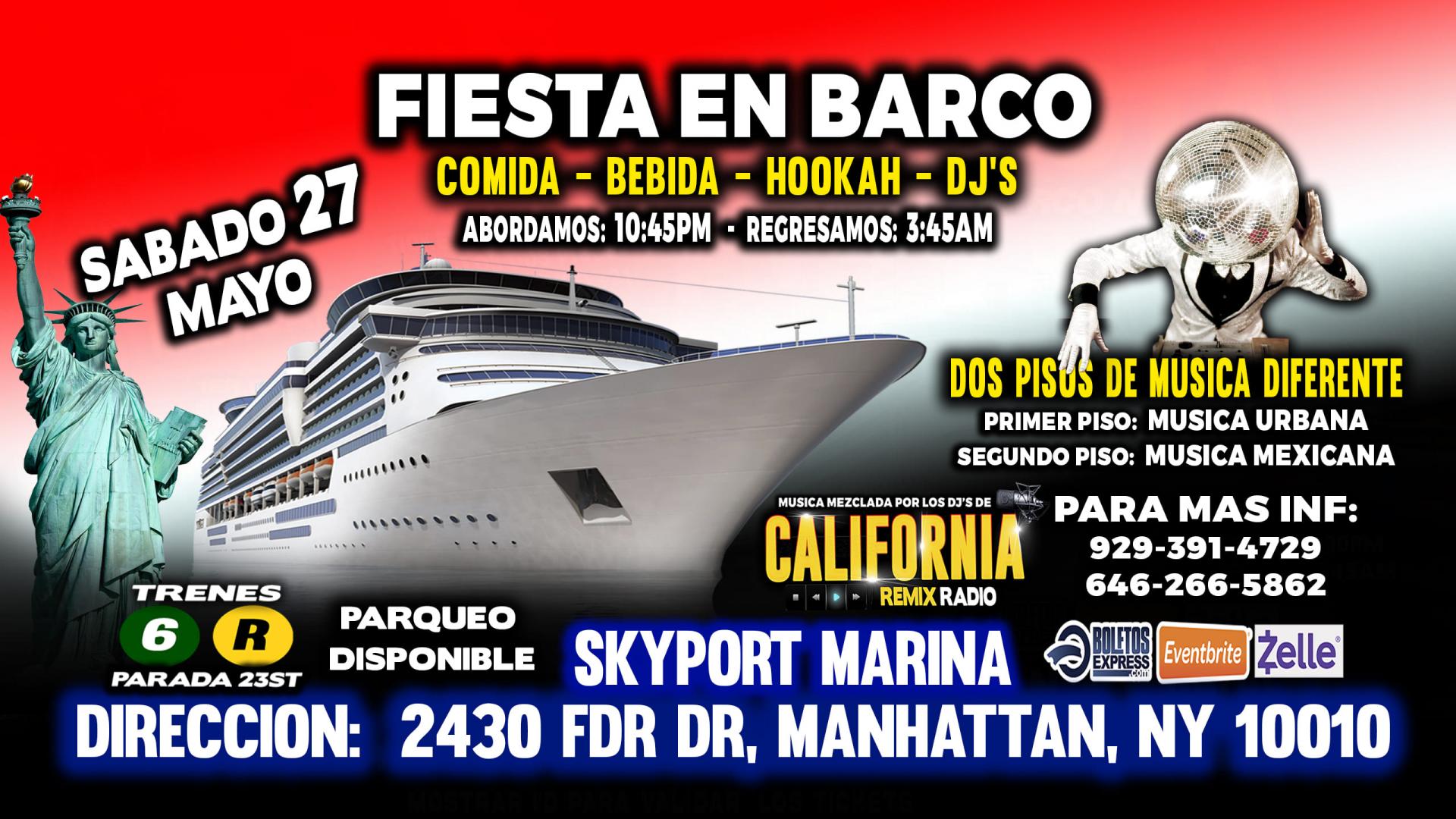 Fiesta En Barco + + Radio Dj's + Rifas + 2 Pisos De Musica