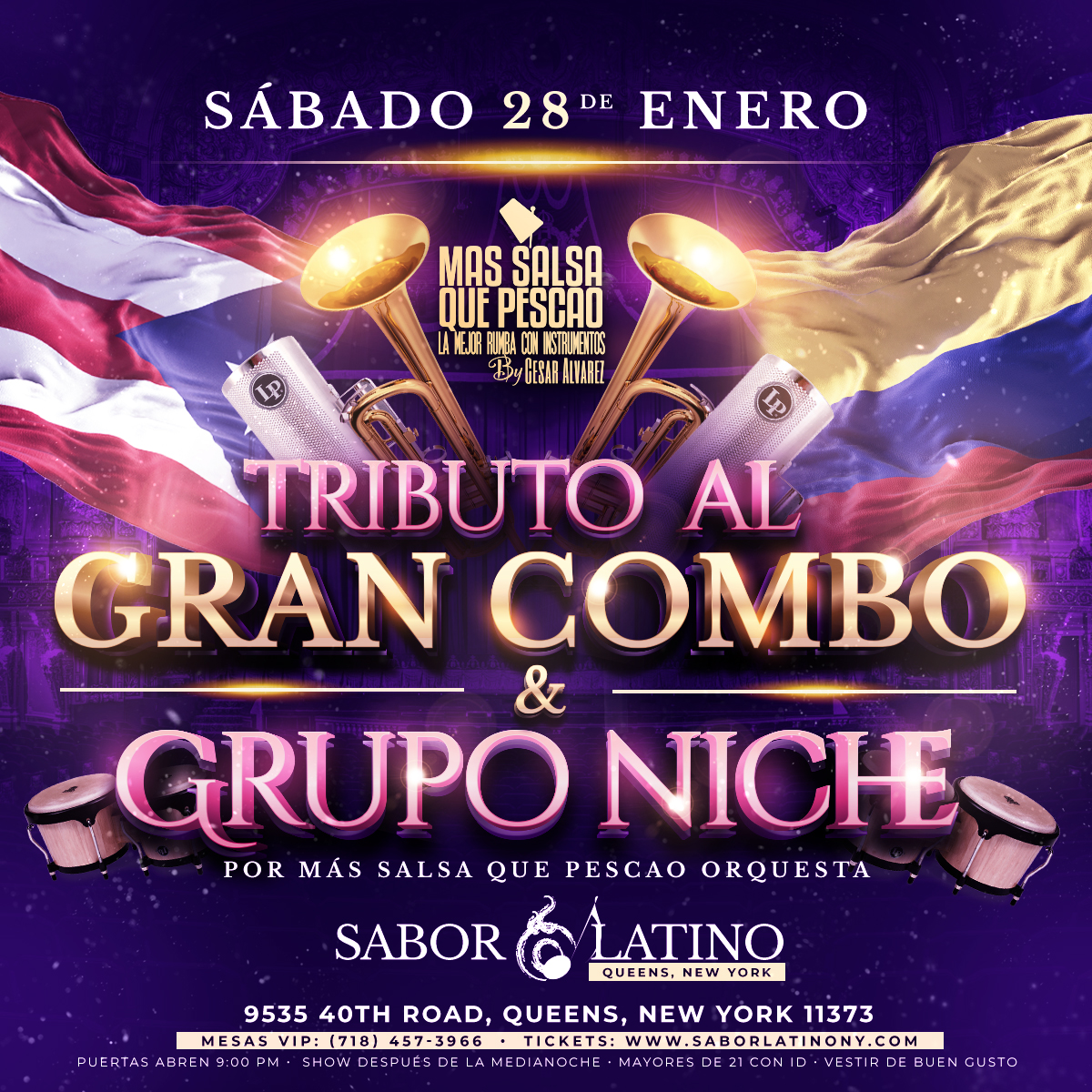 Buy tickets for GRAN COMBO & GRUPO NICHE TRIBUTO ! NEW YORK GRAN COMBO & GRUPO NICHE TRIBUTO ! NEW YORK