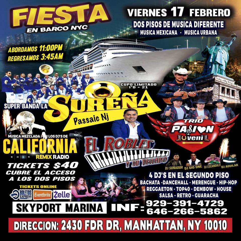 Fiesta En Barco + Banda Surena + Trio Pasion Juvenil + El Robles + Radio Dj