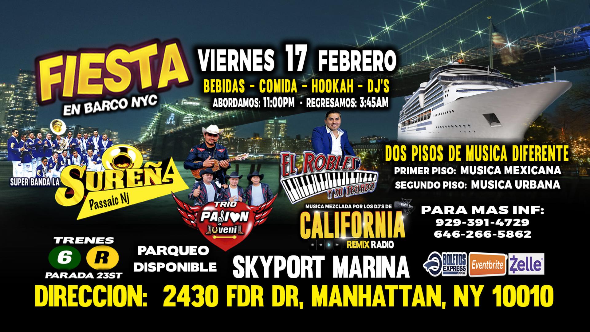 Fiesta En Barco + Banda Surena + Trio Pasion Juvenil + El Robles + Radio Dj