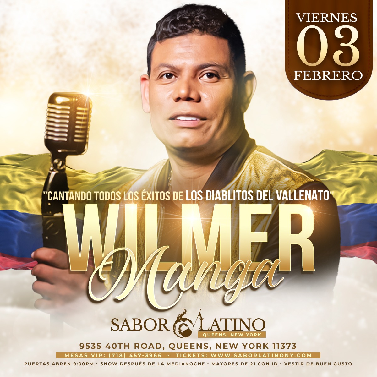 Buy tickets for WILMER MANGA DE LOS DIABLITOS DEL VALLENATO ! NEW YORK WILMER MANGA DE LOS DIABLITOS DEL VALLENATO ! NEW YORK
