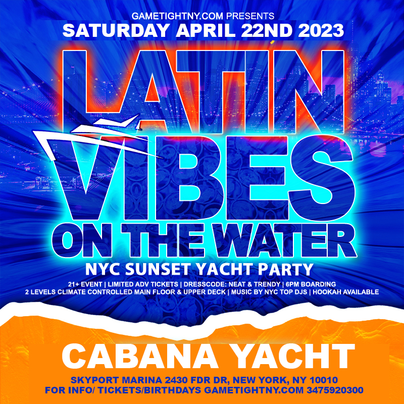 Latin Vibes Saturday NYC Booze Sunset Cabana Yacht Party Cruise 2023