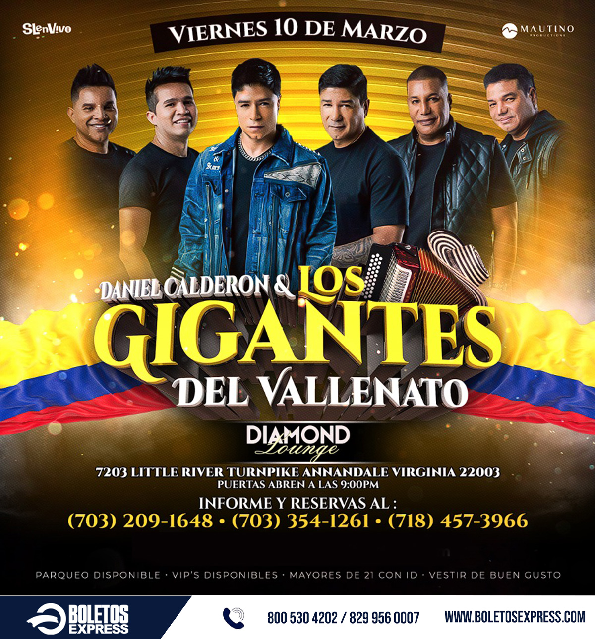 DANIEL CALDERON Y LOS GIGANTES DEL VALLENATO, ANNANDALE, VA Tickets