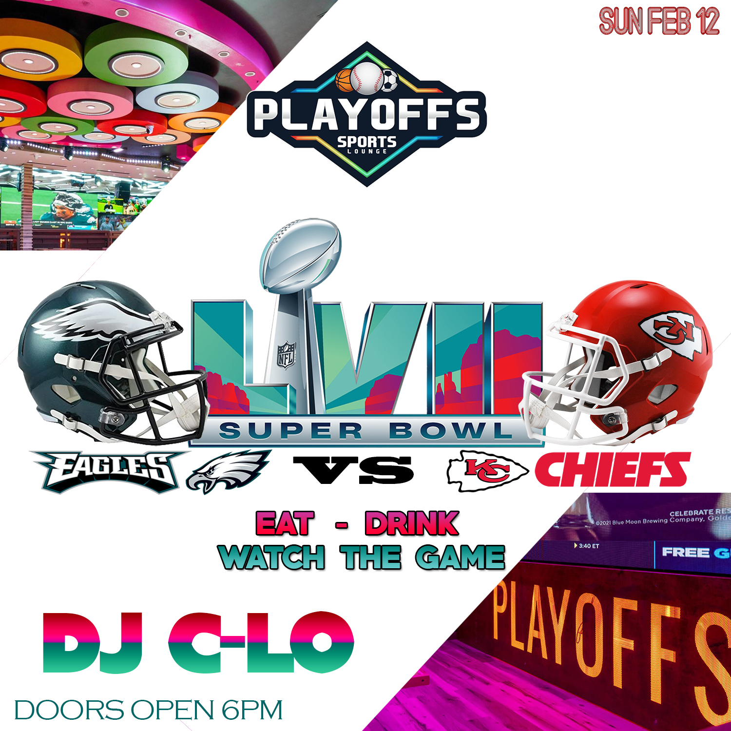 Superbowl Viewing Party at Playoffs Sports Lounge