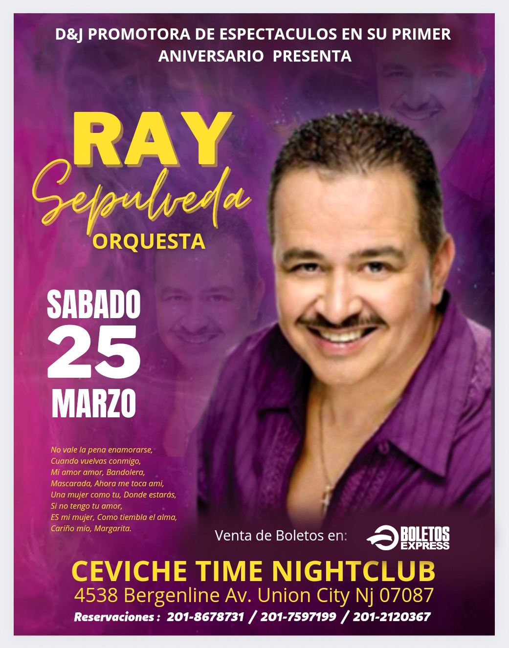 Buy tickets for RAY SEPULVEDA Y ORQUESTA RAY SEPULVEDA Y ORQUESTA