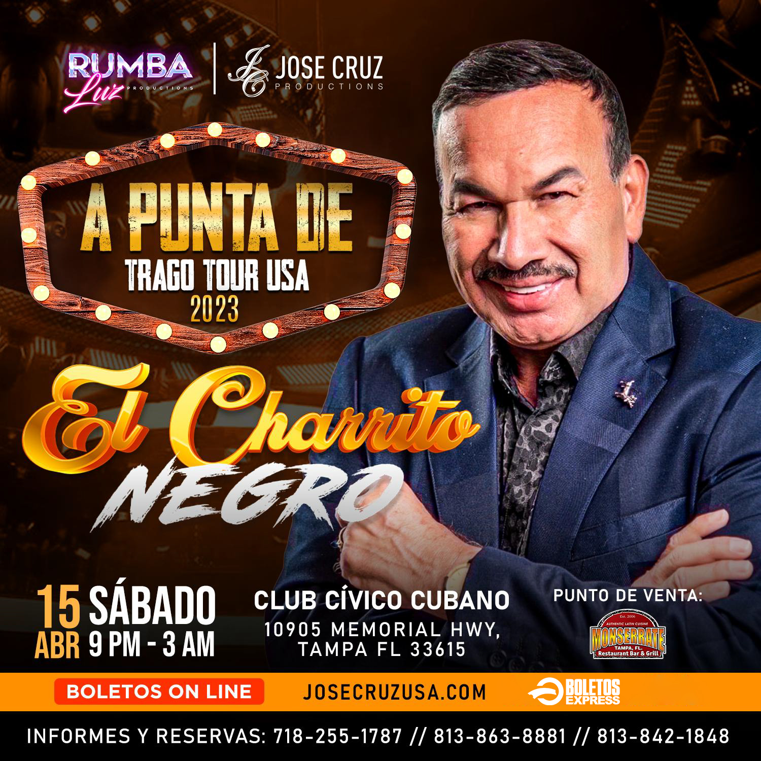 Buy tickets for 04-15-2023 EL CHARRITO NEGRO A PUNTA DE TRAGO TOUR EN TAMPA JCP 04-15-2023 EL CHARRITO NEGRO A PUNTA DE TRAGO TOUR EN TAMPA JCP