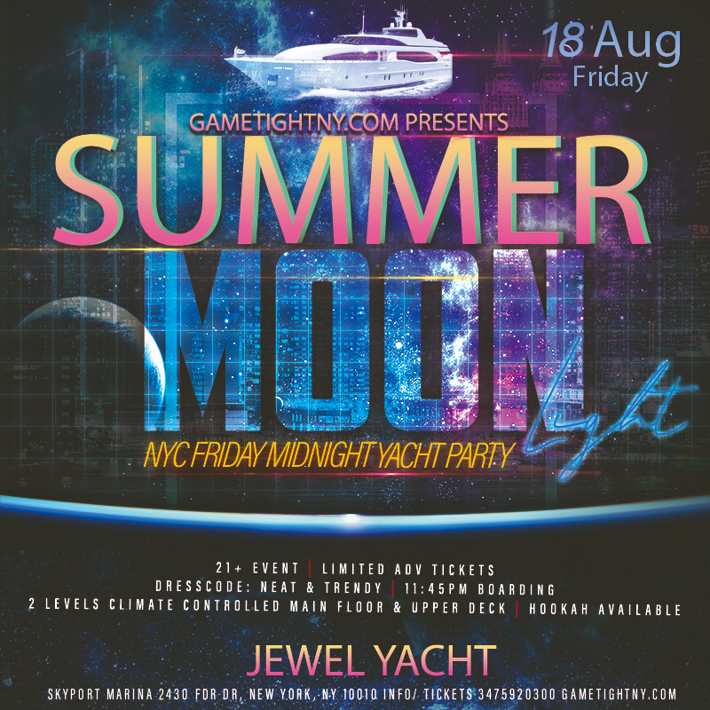 Dance under the Moonlight Friday Jewel Yacht Party Cruise Skyport Marina