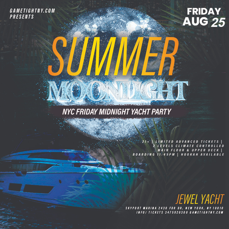 Buy tickets for Dance under the Moonlight Skyport Marina Friday Jewel Yacht Party 2023 Dance under the Moonlight Skyport Marina Friday Jewel Yacht Party 2023