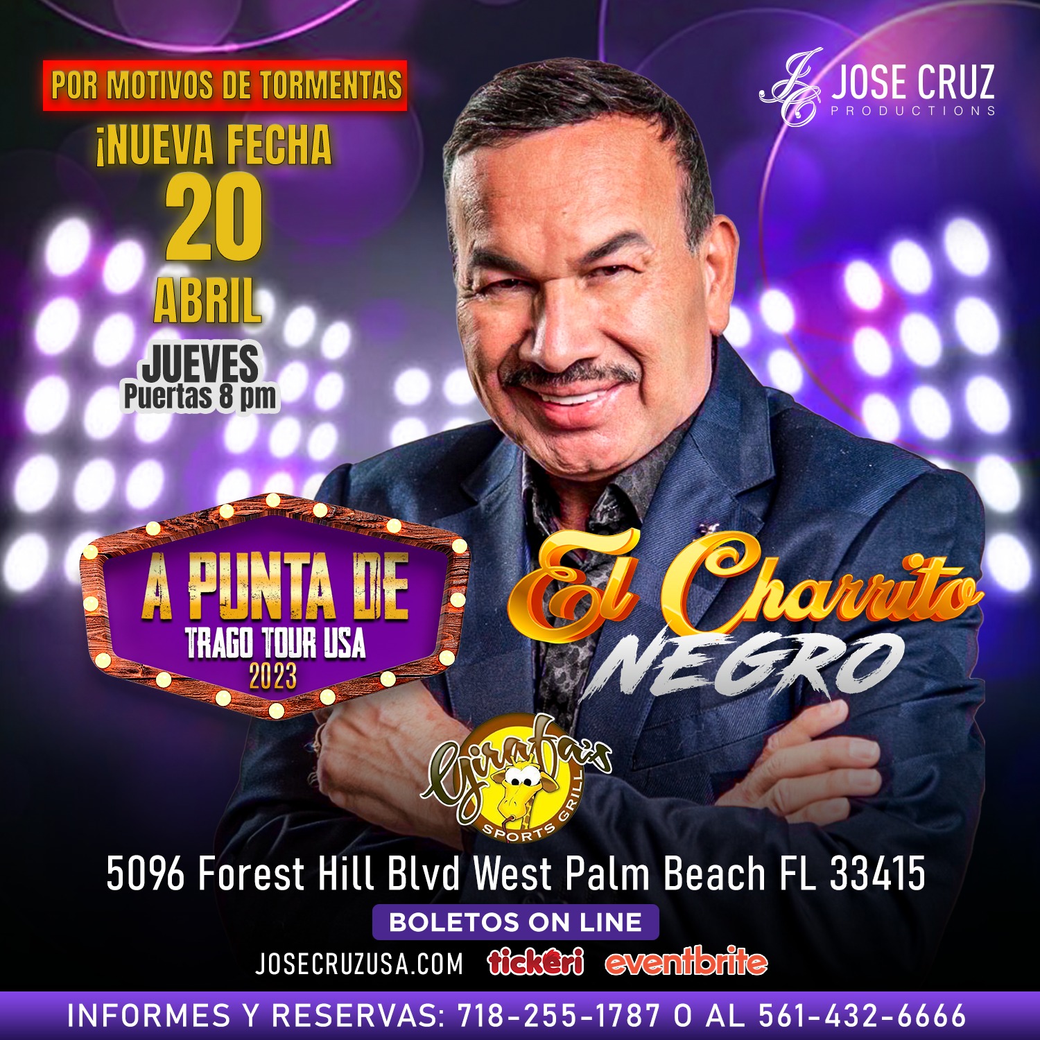 Buy tickets for 04-16-2023 EL CHARRITO NEGRO A PUNTA DE TRAGO TOUR EN WEST PALM BEACH JCP 04-16-2023 EL CHARRITO NEGRO A PUNTA DE TRAGO TOUR EN WEST PALM BEACH JCP