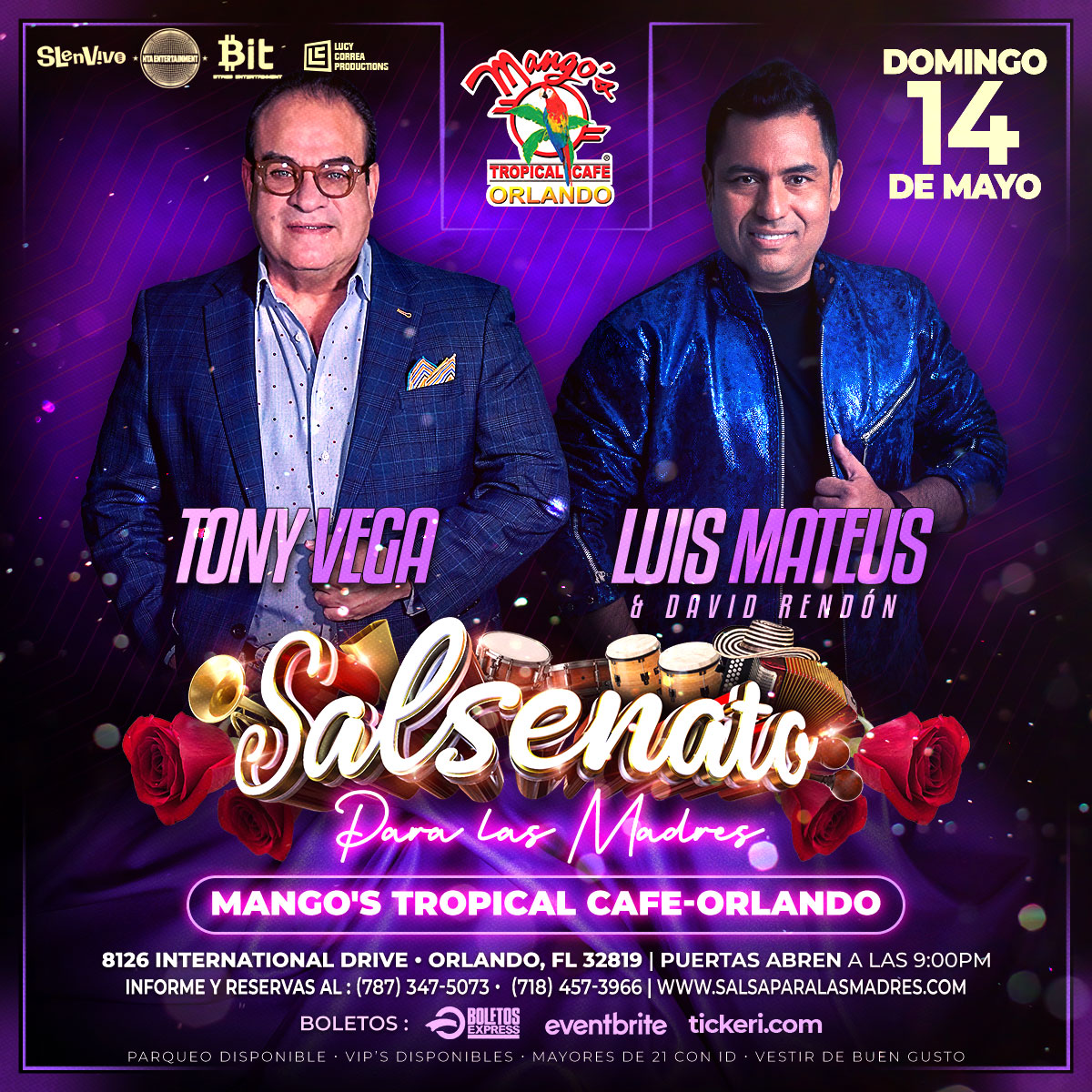 TONY VEGA & LUIS MATEUS ORLANDO, FL /SALSENATO Tickets - BoletosExpress