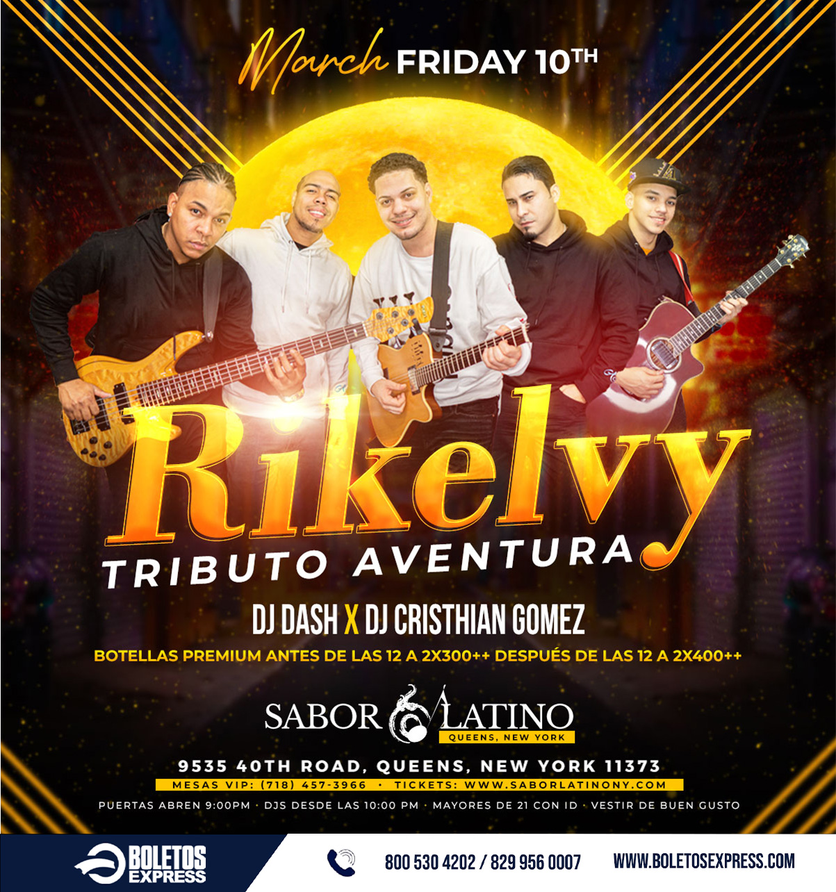 RIKELVY TRIBUTO AVENTURA NEW YORK Tickets BoletosExpress rikelvy-tributo-aventura-new-york-tickets-boletosexpress