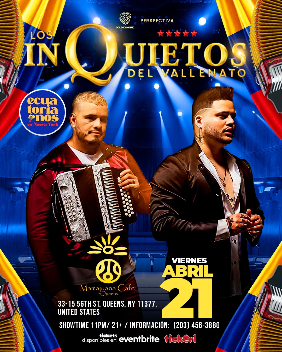 Los Inquietos del Vallenato en Mama Juana Cafe Queens
