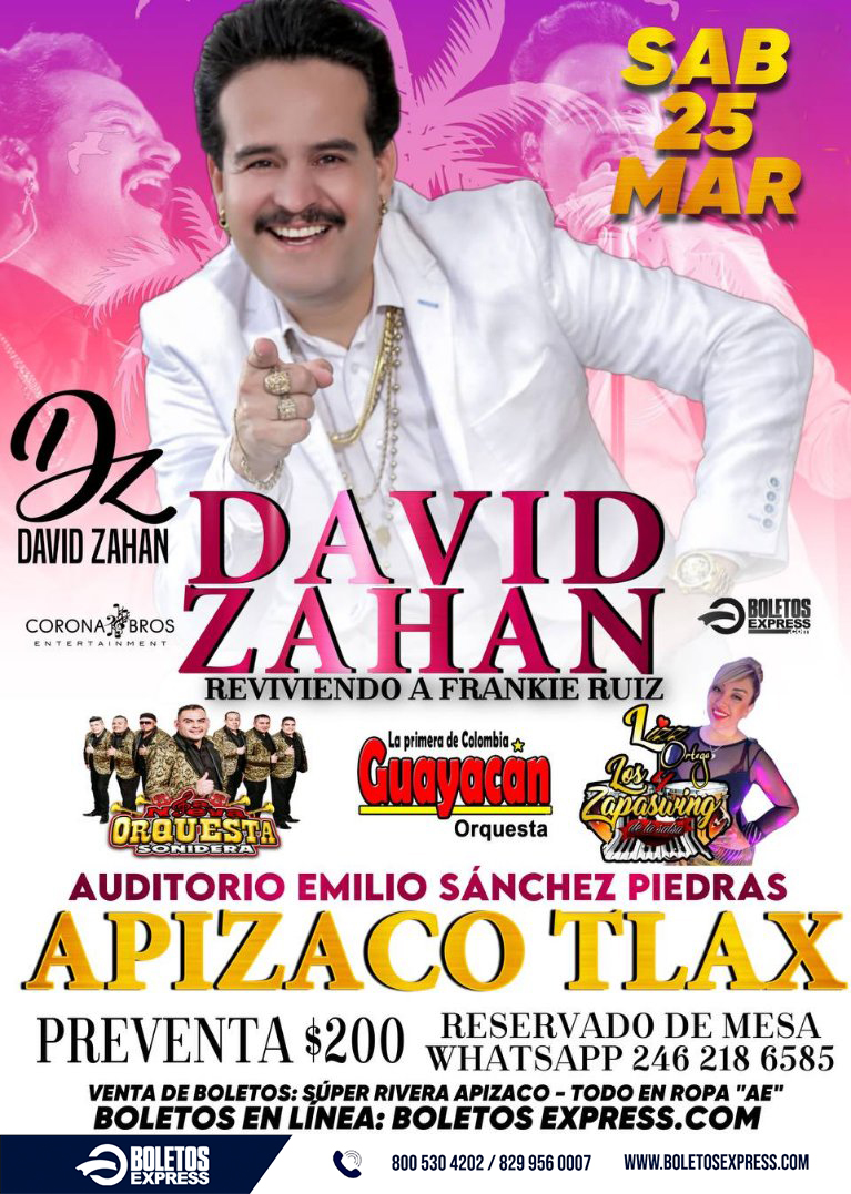Buy tickets for DAVID ZAHAN | LA NUEVA ORQUESTA SONIDERA | GUAYACAN ORQUESTA & LIZ ORTEGA DAVID ZAHAN | LA NUEVA ORQUESTA SONIDERA | GUAYACAN ORQUESTA & LIZ ORTEGA