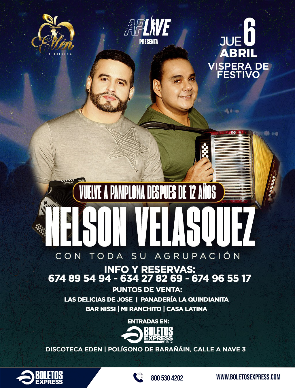 NELSON VELASQUEZ Tickets BoletosExpress