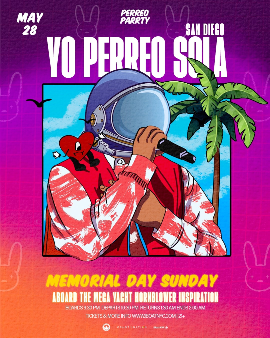 Buy tickets for BAD BUNNY Tribute Yacht - YO PERREO SOLA Sunset Cruise Party BAD BUNNY Tribute Yacht - YO PERREO SOLA Sunset Cruise Party